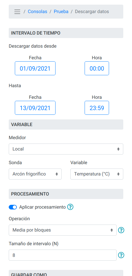 Descarga de datos